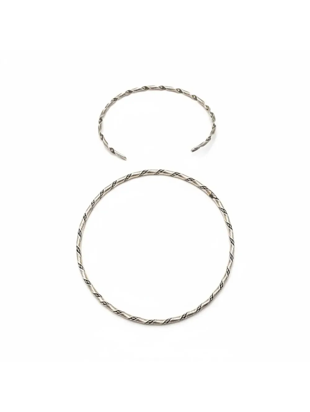 Set of 2 Stacker Sterling Silver 925 Cuff Bracelets - Rope Twist Design